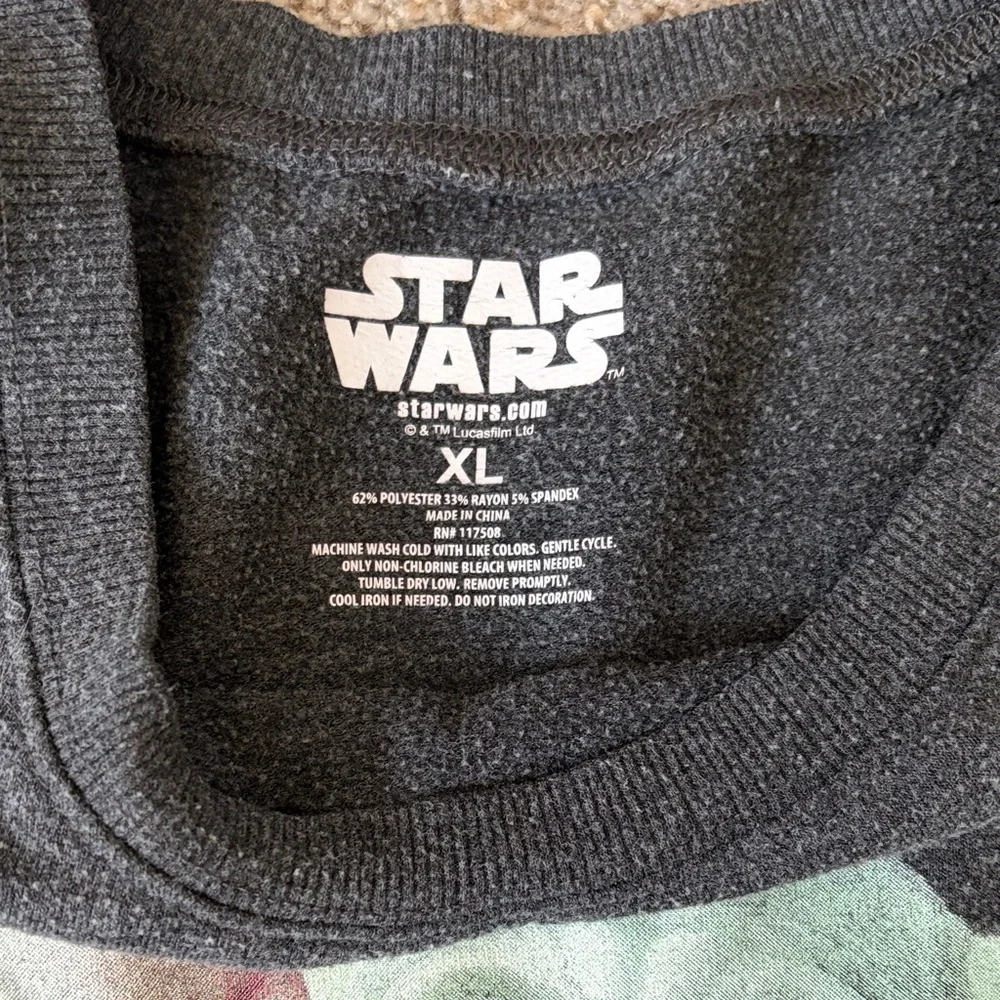 Star Wars Mandalorian Grogu Crewneck Sweater - Charcoal with Green Graphic - Picture 2 of 2
